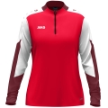 JAKO Langarmshirt Ziptop Dynamic (rec. Polyester, elastisches Material) rot/weiss/dunkelrot Damen