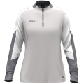 JAKO Langarmshirt Ziptop Dynamic (rec. Polyester, elastisches Material) hellgrau/weiss/grau Damen