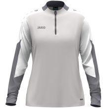 JAKO Langarmshirt Ziptop Dynamic (rec. Polyester, elastisches Material) hellgrau/weiss/grau Damen