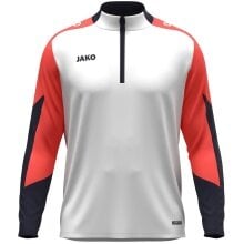 JAKO Langarmshirt Ziptop Dynamic (rec. Polyester, elastisches Material) weiss/coralrot/marineblau Kinder