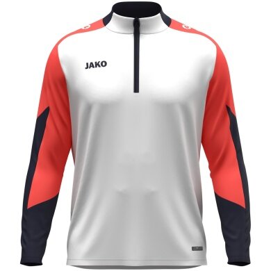JAKO Langarmshirt Ziptop Dynamic (rec. Polyester, elastisches Material) weiss/coralrot/marineblau Herren