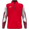 JAKO Langarmshirt Ziptop Dynamic (rec. Polyester, elastisches Material) rot/weiss/dunkelrot Kinder