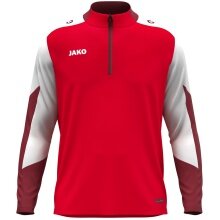 JAKO Langarmshirt Ziptop Dynamic (rec. Polyester, elastisches Material) rot/weiss/dunkelrot Kinder