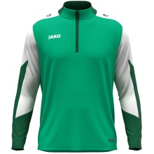 JAKO Langarmshirt Ziptop Dynamic (rec. Polyester, elastisches Material) grün/weiss/dunkelgrün Kinder