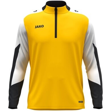 JAKO Langarmshirt Ziptop Dynamic (rec. Polyester, elastisches Material) gelb/weiss/schwarz Herren