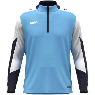 JAKO Langarmshirt Ziptop Dynamic (rec. Polyester, elastisches Material) himmelblau/weiss/marineblau Herren