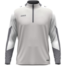 JAKO Langarmshirt Ziptop Dynamic (rec. Polyester, elastisches Material) hellgrau/weiss/grau Kinder