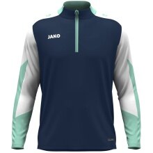 JAKO Langarmshirt Ziptop Dynamic (rec. Polyester, elastisches Material) marineblau/weiss/mintgrün Kinder