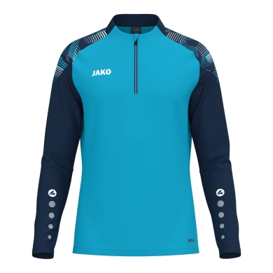 JAKO Langarmshirt Ziptop Sonic (rec. Polyester, weiches Tragegefühl) aquablau/marineblau Herren