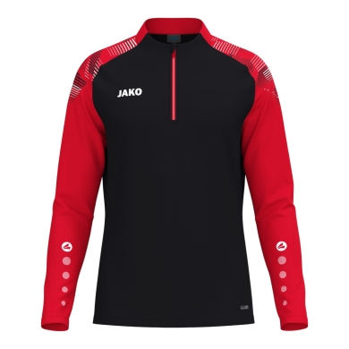 JAKO Langarmshirt Ziptop Sonic (rec. Polyester, weiches Tragegefühl) schwarz/rot Herren
