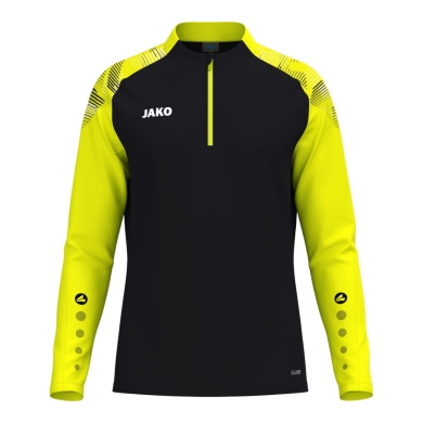 JAKO Langarmshirt Ziptop Sonic (rec. Polyester, weiches Tragegefühl) schwarz/neongelb Herren
