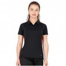 JAKO Sport-Polo Challenge (Polyester-Stretch-Jersey) schwarzmeliert/rot Damen
