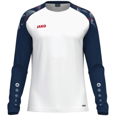 JAKO Sport-Langarmshirt Sonic Sweat (schnelltrocknend, strapazierfähig) weiss/marineblau/rot Kinder