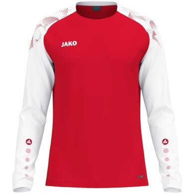 JAKO Sport-Langarmshirt Sonic Sweat (schnelltrocknend, strapazierfähig) rot/weiss Kinder