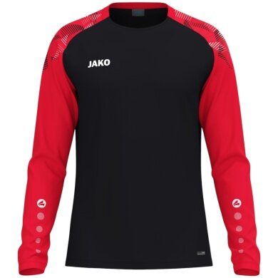 JAKO Sport-Langarmshirt Sonic Sweat (schnelltrocknend, strapazierfähig) schwarz/rot Kinder