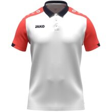 JAKO Sport-Polo Dynamic (Polyester-Mini-Piquet) weiss/coralrot/marineblau Kinder