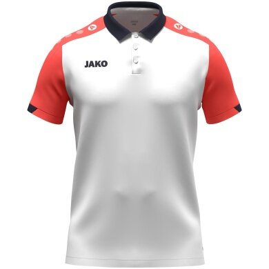 JAKO Sport-Polo Dynamic (Polyester-Mini-Piquet) weiss/coralrot/marineblau Kinder
