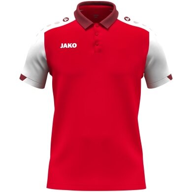 JAKO Sport-Polo Dynamic (Polyester-Mini-Piquet) rot/weiss/dunkelrot Herren