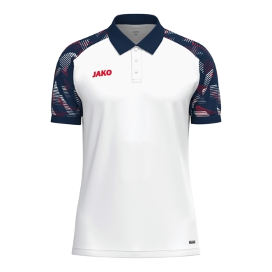 JAKO Sport-Polo Sonic (leicht, atmungsaktiv) weiss/marineblau/rot Jungen