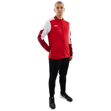JAKO Trainingsanzug Polyester Dynamic (Jacke und Hose, sportiver Schnitt) rot/weiss/dunkelrot Herren