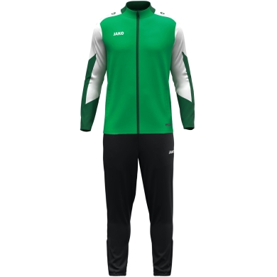 JAKO Trainingsanzug Polyester Dynamic (Jacke und Hose, sportiver Schnitt) grün/weiss/dunkelgrün Kinder