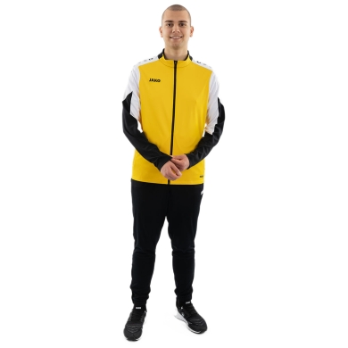 JAKO Trainingsanzug Polyester Dynamic (Jacke und Hose, sportiver Schnitt) gelb/weiss/schwarz Herren