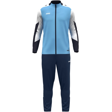 JAKO Trainingsanzug Polyester Dynamic (Jacke und Hose, sportiver Schnitt) himmelblau/weiss/marineblau Kinder