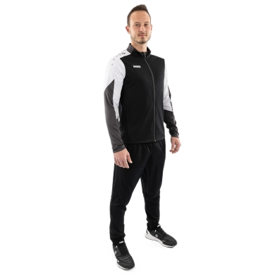 JAKO Trainingsanzug Polyester Dynamic (Jacke und Hose, sportiver Schnitt) schwarz/weiss/anthrazitgrau Herren
