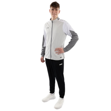 JAKO Trainingsanzug Polyester Dynamic (Jacke und Hose, sportiver Schnitt) hellgrau/weiss/grau Herren