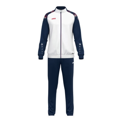 JAKO Trainingsanzug (Polyesteranzug) Sonic - 100% rec. Polyester - weiss/marineblau/rot Jungen