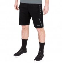 JAKO Trainingshose (Short) Challenge - Double-Stretch-Knit, Seitentaschen mit Reissverschluss - schwarz/grau Herren