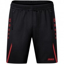 JAKO Trainingshose (Short) Challenge - Double-Stretch-Knit, Seitentaschen mit Reissverschluss - schwarz/rot Jungen