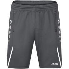 JAKO Trainingshose (Short) Challenge - Double-Stretch-Knit, Seitentaschen mit Reissverschluss - grau/weiss Jungen