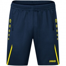 JAKO Trainingshose (Short) Challenge - Double-Stretch-Knit, Seitentaschen mit Reissverschluss - dunkelblau/gelb Jungen