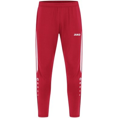 JAKO Trainingshose Power (Stretch-Knit-Polyester, Seitentaschen mit Reißverschluss) lang rot/weiss Herren