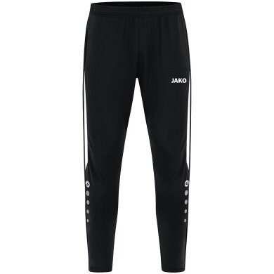 JAKO Trainingshose Power (Stretch-Knit-Polyester, Seitentaschen mit Reißverschluss) lang schwarz/weiss Herren