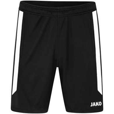 JAKO Trainingshose Short Power (Polyester-Interlock, elastisch, strapazierfähig) kurz schwarz/weiss Kinder
