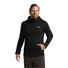 Jack Wolfskin Fleecejacke Peak District Hooded Full Zip (angenehmes Tragegefühl, warm) schwarz Herren