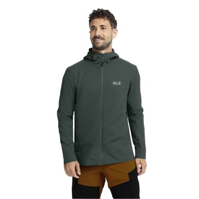 Jack Wolfskin Fleecejacke Ridge Hike Hooded Full Zip (mit Kapuze, atmungsaktiv) grün Herren