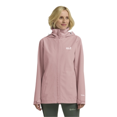 Jack Wolfskin Regenjacke Trailtime 2-Lagen (wasserdicht, atmungsaktiv) hellrosa Damen
