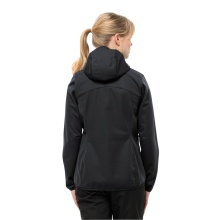 Jack Wolfskin Softshelljacke Windhain Hoody (Kapuze, winddicht, wasserabweisend) schwarz Damen