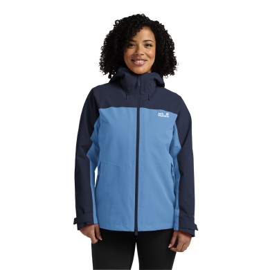 Jack Wolfskin Übergangs-Wanderjacke Wild Places 3in1 (wasserdicht, winddicht) blau/navyblau Damen