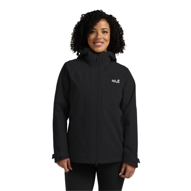 Jack Wolfskin Übergangs-Wanderjacke Wild Places 3in1 (wasserdicht, winddicht) schwarz Damen