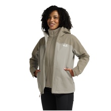 Jack Wolfskin Übergangs-Wanderjacke Wild Places 3in1 (wasserdicht, winddicht) beige/grau Damen
