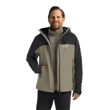 Jack Wolfskin Übergangs-Wanderjacke Wild Places 3in1 (wasserdicht, winddicht) grau/hellbraun Herren