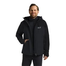 Jack Wolfskin Übergangs-Wanderjacke Wild Places 3in1 (wasserdicht, winddicht) schwarz/phantomgrau Herren