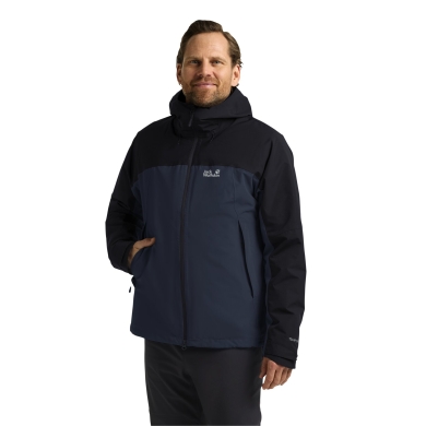 Jack Wolfskin Übergangs-Wanderjacke Wild Places 3in1 (wasserdicht, winddicht) nachtblau Herren