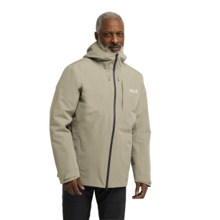 Jack Wolfskin Übergangs-Wanderjacke Icecape Down 3in1 (wasserdicht, winddicht, atmungsaktiv) beige Herren