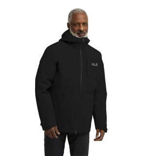 Jack Wolfskin Übergangs-Wanderjacke Icecape Down 3in1 (wasserdicht, winddicht, atmungsaktiv) schwarz Herren