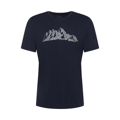 Jack Wolfskin Wander-Tshirt Peak Graphic (atmungsaktiv, schnelltrocknend) navyblau Herren